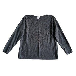 Chicos Women's Size M Beaded Knit Sweater Cotton & Rayon Blend Long Sleeves